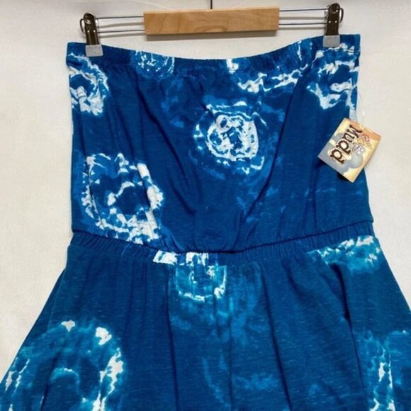 Mudd Asyemetrical Hem Dress Juniors Medium Blue Tie Dye Strapless Halter NWT - Picture 10 of 10